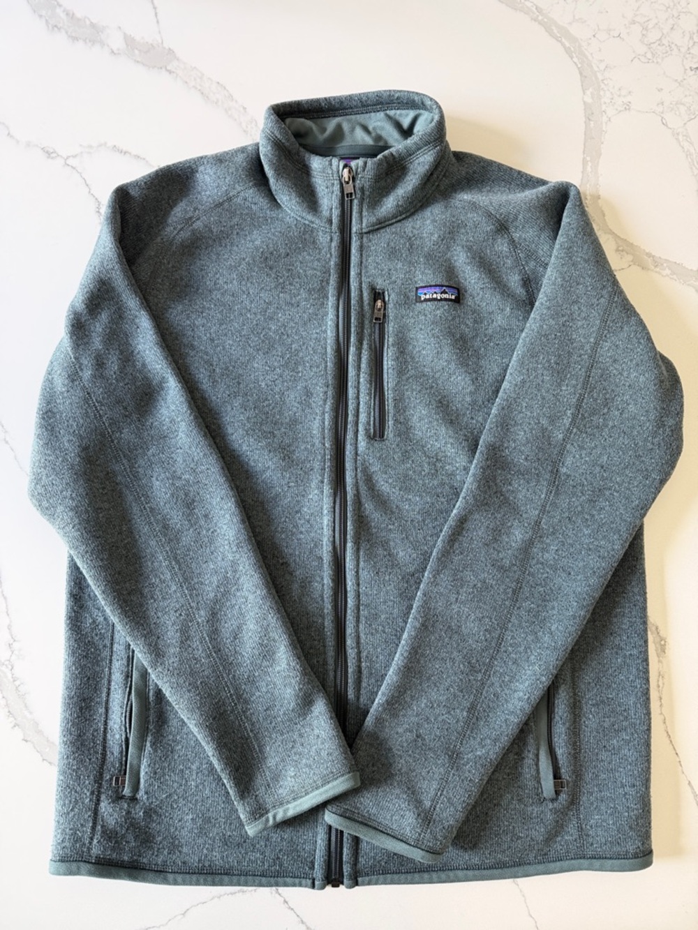 Patagonia Men’s Zip-Up Fleece Jacket in Blue/Green